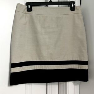 LOFT beige A-line skirt with black stripes